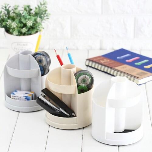 Plastic Desk Organizer Desktop Office Pen Pencil Holder Makeup Storage Tray Makeup Brush Container Students School Stationary