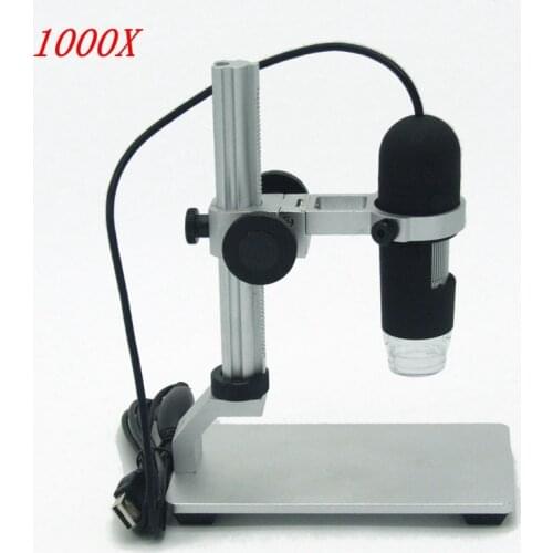 Portable 1000X Digital USB Microscope 8 LED Electronic HD Magnifier Image CMOS Sensor Loupes Endoscope Camera Al-alloy Stent