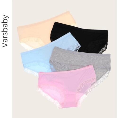 Varsbaby Modal Briefs Cotton with Lace Side best quality Underwear Women sexy panties