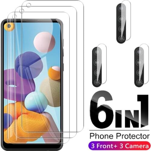 6in1 HD Protective Glass For samsung A21 A 21 Tempered Film For Samsung A21 21s 02 02s 11 12 31 41 51 71 Camera Protective Film