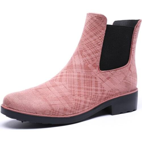 228-540TONGPU Womens Chelsea Ankle Rain Boots Microfiber Vamp
