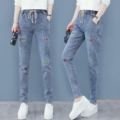 2021 Spring And Autumn Womens Jeans High Waist Was Thin Cowboy Female Tight Bouncy Denim Pencil Trousers L125