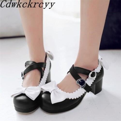 Spring and Autumn New pattern Europe and America fashion Round head High-heeled Women Shoes Sweet Bow Academic Style Women Shoes