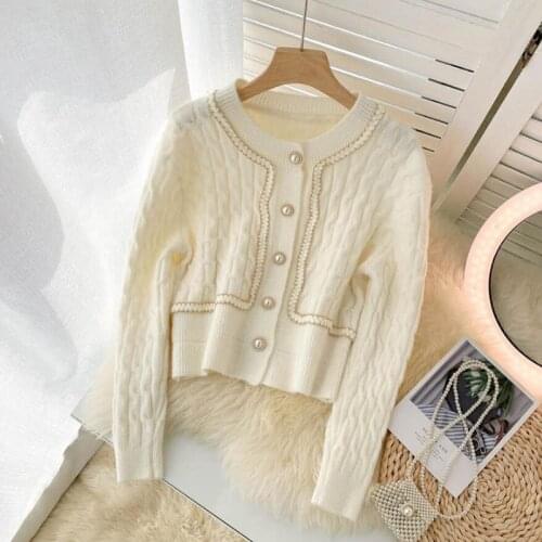 2021 New Autumn Winter Women Sweater Cardigans Solid color Short Chic Knit Jacket O Neck Single-breasted Knitted Sweaters