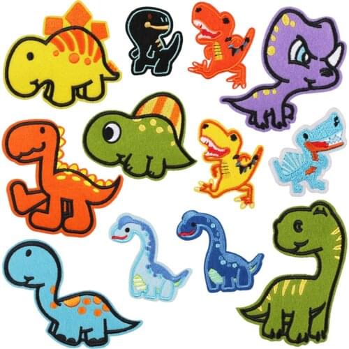12pcs Cartoon cute dinosaur Series For Iron on Embroidered Patches child Clothes Bag Hat Jeans Sticker Sew DIY Patch Applique