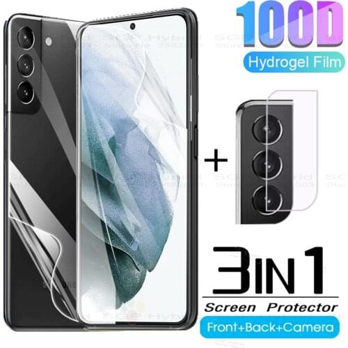 3in1 screen protector for samsung s21 + front back hydrogel protective for samsung galaxy s 21 ultra plus s21+ samsuns21+ glas