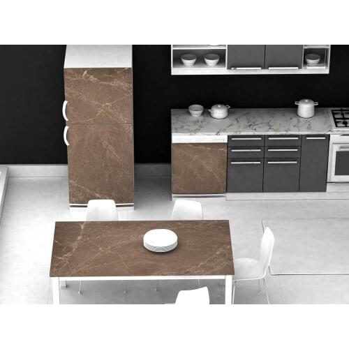 3D Self Adhesive Table Sticker Brown Marble Refrigerator Stickers Kids Art Fridge Door Cover Wallpaper Table Cover Kitchen Deco