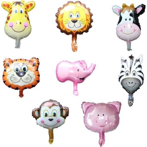 4pcs mini animal head aluminum film balloon childrens toy birthday party party baby shower decoration supplies monkey elephant