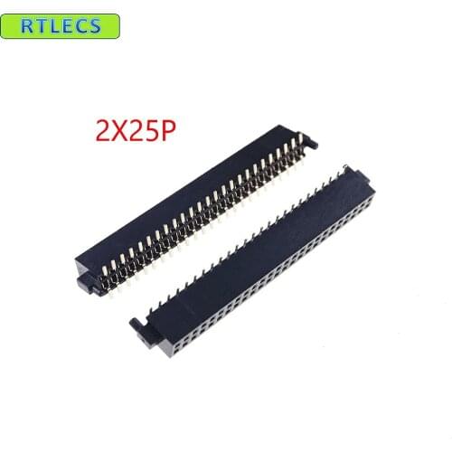 5 pcs 2x25 P 50 pin 1.27mm Pin Header Female with Pegs / Post dual row straight SMT / SMD PCB surface Mount Rohs Lead free
