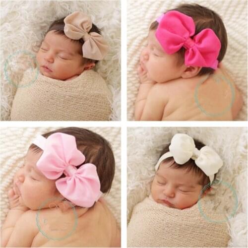 5pcs Soft Baby Girls Big Bow Hairband Headband Princess Stretch Turban Big Knot Head-Wrap Fashion Elastic Headband