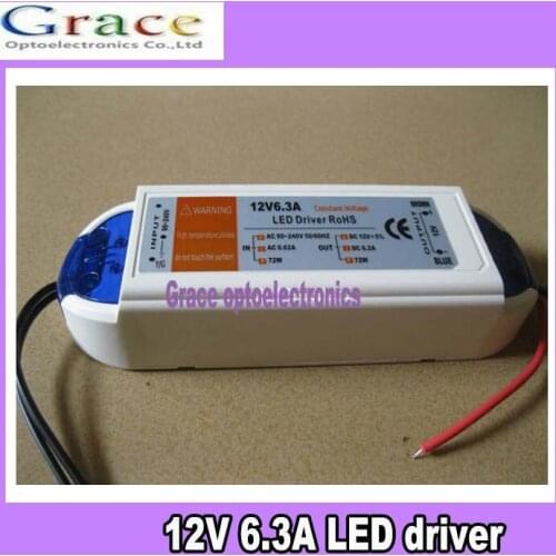 75W 12V 6.3A LED driver adapter transfor for led stip light light, 90-240V input