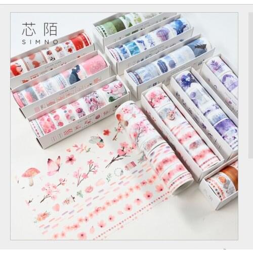 8 Rolls/set color life series green plants cherry blossom flower girl washi tape DIY Planner diary scrapbooking masking tape