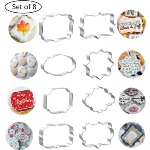 8 Pcs Cookie Cutter Stainless Steel Biscuit Press Stamp Embosser Sugar Pasty Cake DIY Baking Mould Bakeware Baking Tools