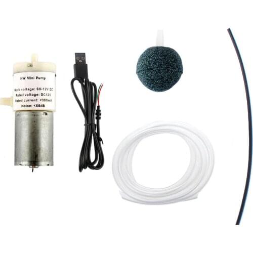 DC 6V-12V Aquarium Oxygen Air Pump Silent Air Pump Portable Mini USB Air Pump for Fish Tank with 30mm Air Stone and Tube