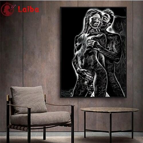 DIY Diamond Painting Abstrac art, sexy couple kissing in love Diamond Mosaic Full Drill Square Cross Stitch Handmade Hobby