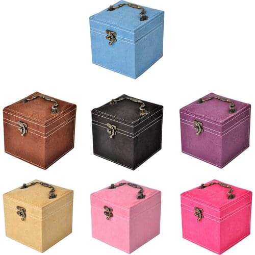 Velvet Jewelry Storage Box 3 Layer Rings Gemstone Display Case with Handle