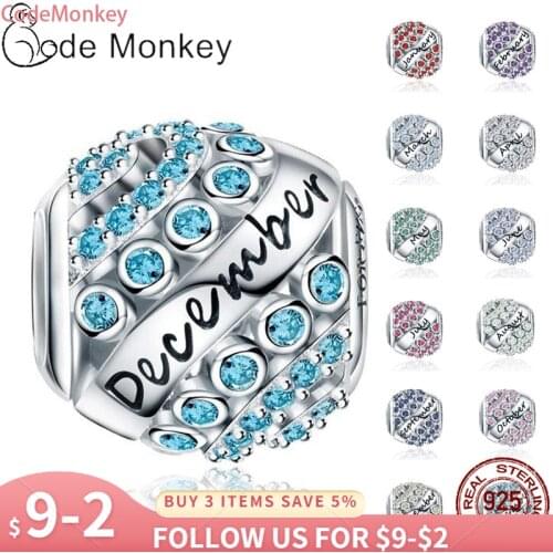 100% Real 925 Sterling Silver 12 Style Birthstone Fit Original 3mm Bracelet&Bangle For Women Birthday Fashion Jewelry Gift