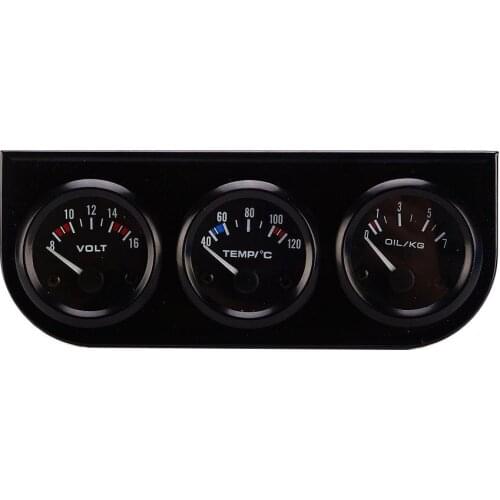 Triple Gauge Oil/Volt/Water Gauge 2inch Oil Temp Water Temp Gauge, NPT1 /8 Temperature Oil Pressure Voltage Gauge