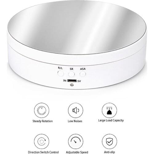Photography Electric Rotating Turntable 360 Degree Mirror Rotary Platform Auto Rotating Angle Speed Adjustment Jewelry Holder