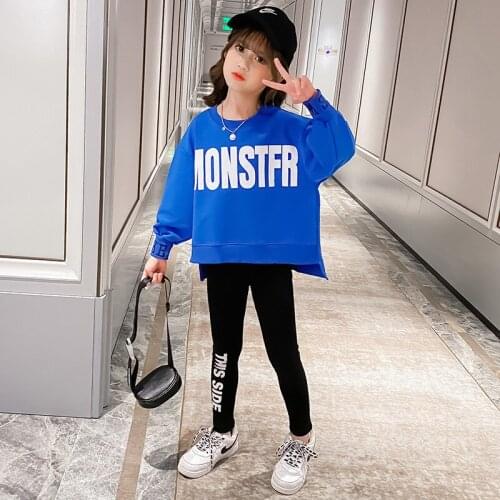 Girls Suit Sweatshirts +Pants 2Pcs/Sets 2021 O Neck Spring Autumn Teenagers Outwear Kids Cotton Tracksuit Sport Suits Children C