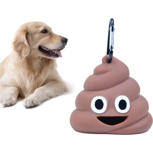 Funny Dog Poop Bag Dispenser, Cute Poop Shape Pet Doggy Waste Bag Holder Distributor with Clip Accessories