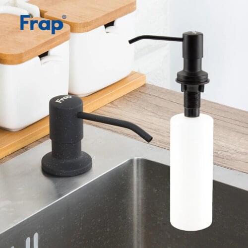 FRAP 500ml Liquid Soap Dispenser Stainless Steel Deck Mounted Kitchen Soap Dispensers Black Built in Counter top Dispenser