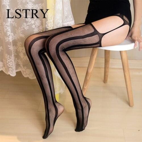 1 Pcs Sexy Stay Up Thigh High Tights Fishnet Mesh Punk Stretch Pantyhose For Women Accessories