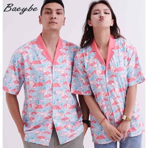 Summer Couple Home Dress Woman Button Up Shirt Male&Female Beachwear Short Sleeve Top Man Casual Blouses Lady Beach Clothing