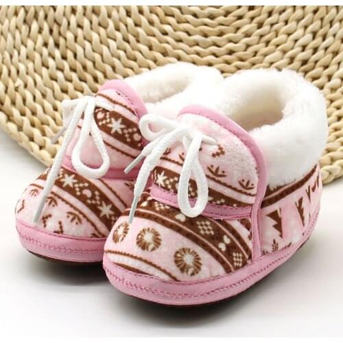 Cute Spring Newborn Baby Shoes Sweet Princess Retro Plush Warm Boots First Walkers Soft Soled Infant Toddler Footwear 6-12M
