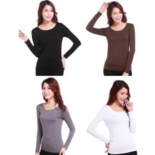 Fashion Women Ladies Muslim Tight T Shirt Islamic Womens Long Sleeve Tops Modal Cotton Blouse