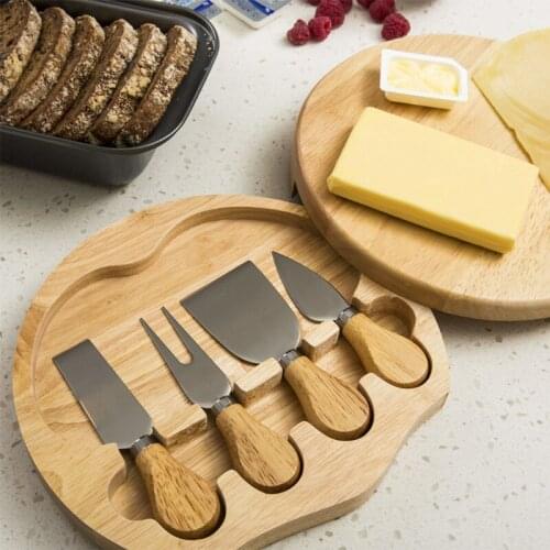 4pcs set Cheese Knives Set Cheese Cutlery Steel Stainless Cheese Slicer Cutter Wood Handle Mini Knife Butter Knife Spatula& ForK