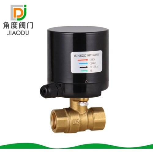 Yuhuan direct two-way stainless steel actuator two-way internal thread brass electric ball valve