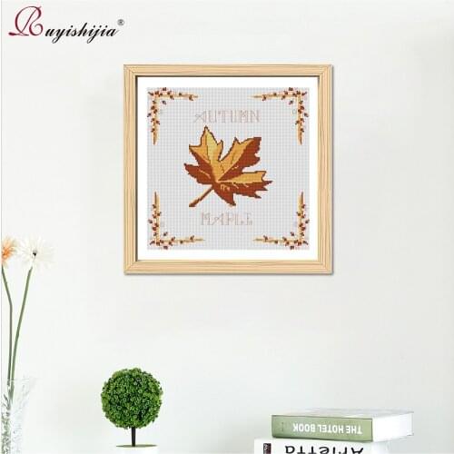 RUYISHIJIA Cross-Stitching set,Needlework Cross Stitch Embroidery Home Decoration Autumn Maple Leaf Paintings embroidery