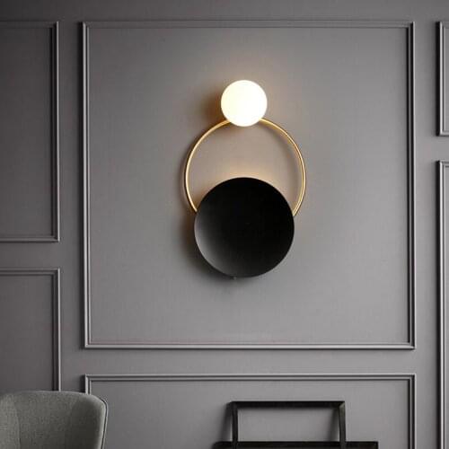 Modern Wall Light Led Sconce Lighting Fixture Nordic Ring Bedside Bedroom Living Room Aisle Corridor Glass Ball Wall Decor Lamps