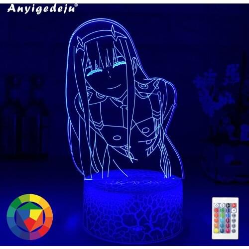 Led Night Light Zero Two Figure Table 3d Lamp for Bed Room Decor Light Anime Waifu Gift Darling In The Franxx Zero Two Lamp