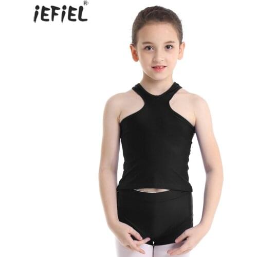 Girls Tank Top Bottoms Kids Clothes Set Summer Casual Ballet Dance Gym Workout Girls Solid Color Vest Shorts Toddler Clothes Set