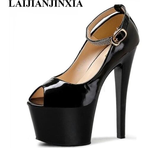 LAIJIANJINXIA New Spring Sexy Strap Women Pole Dancing Pumps 20cm High Heels Platform Shoes Wedding Party Dress Dance Shoes