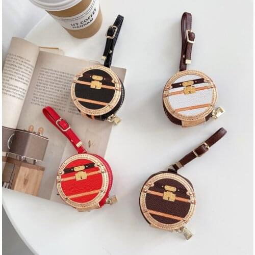 Stylish round leather universal Bluetooth headset Fhx-13R Bag for AirPods Samsung Huawei various types of Bluetooth headphones