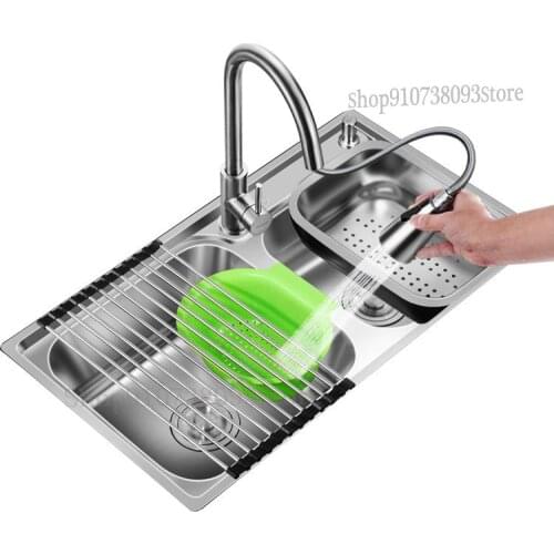 304 Stainless Steel Kitchen Sink, Double Tank And One-piece Thickened Hand Dishwashing Basin