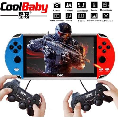 X40 Video Game 7.1 inch LCD Double Rocker Portable Handheld Retro Game Console Video MP4 Player TF Card for GBA/NES 3000 Games