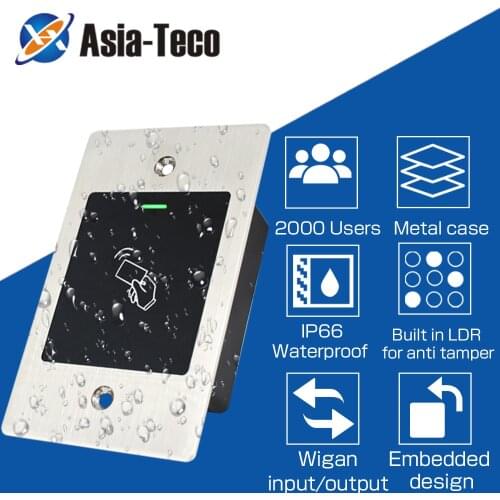 IP66 Waterproof Metal RFID reader Access Control RFID 125KHZ Reader Embedded RFID Access controller 2000 user