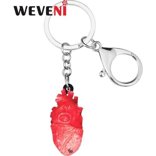 WEVENI Acrylic Halloween Red Heart Keychains Unique Big Trouser Keyring Jewelry For Women Men Teen Funny Festival Gift Accessory