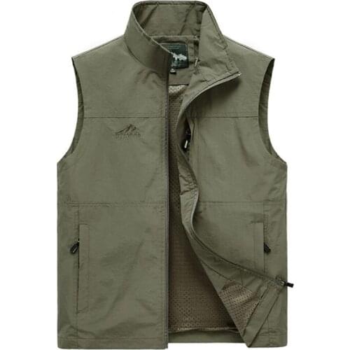 Sleeveless Vest Men Summer Breathable Waistcoat Multipockets Vest Jacket Men Outdoor Fishing Photography Vest Travel Clothes 7XL