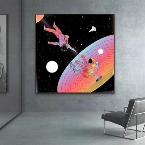 Canvas Painting Abstract Space Astronaut Robot Cartoon Posters and Prints Wall Pictures for Kids Living Room Bedroom Home Decor