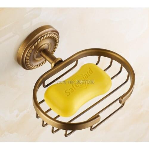 Free shipping New Durable Bathroom Accessories Soap Dish Wall Mounted Copper Brass Classic Retro Soap Holder Soap Basket ZR2600