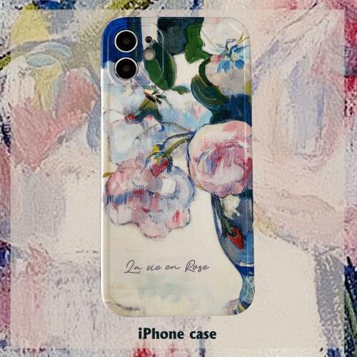 OEING Art Flowers Phone Case For Iphone 11 12 Pro Max 7 8 X XS Max Mini XR SE Precise Lens Protection Shockproof Case Cover