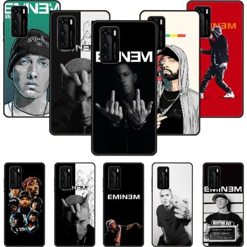 Phone Case For Huawei P20 P30 P40 P Smart Z + P10 Mate 30 10 20 Lite Pro Black Cover Coque Trend Funda Luxury Eminem Rapper