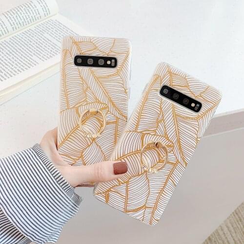 Bronzing Leaves for Samsung Galaxy s21 Mobile Phone Shell S8 S9 S10 S20 ultra Note 20 8 9 10 a51 71 Case