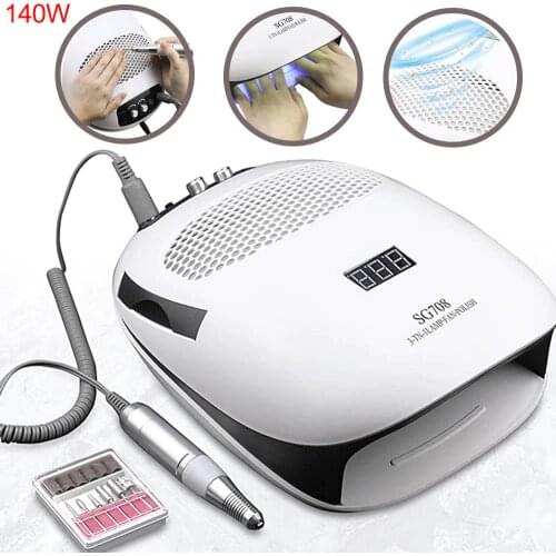 140W Nail Lamp Dryer 3 IN 1 Electric Nail Drill Machine With Nail Dust Suction Collector Vacuum Cleaner Nail Art Equipment