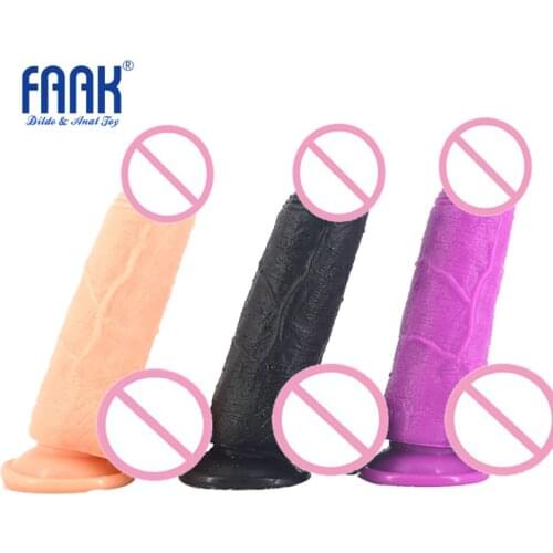 FAAK 21x5cm diameter 5cm Purple Black Dildo Flexible Realistic With Textured Shaft Strong penis Suction Cup Sex Toy For Women